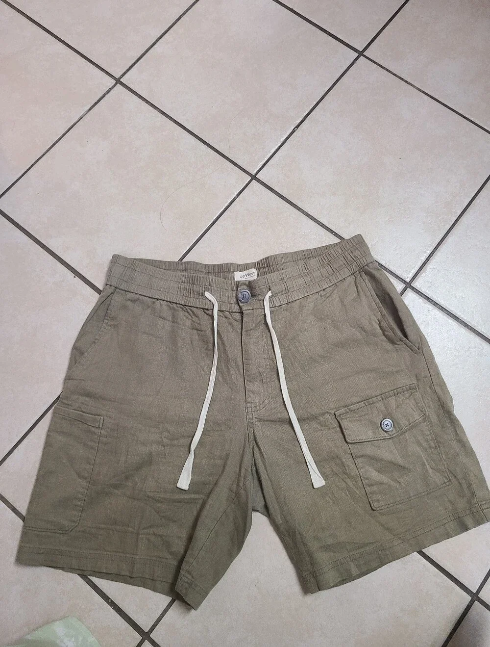 UpWest Olive Green Cargo Drawstring Shorts
